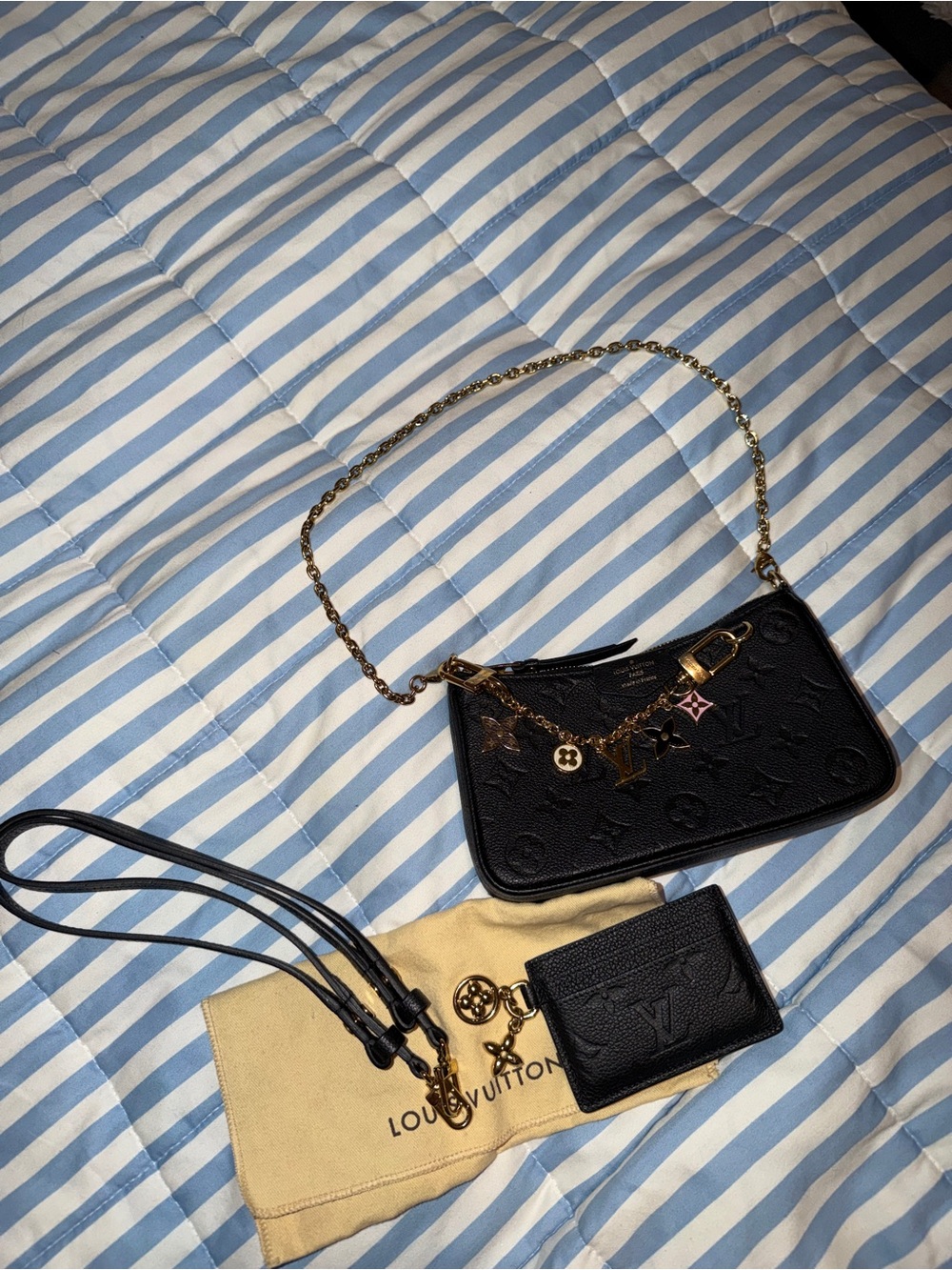 Louis Vuitton monogram handbag with keychain and matching wallet